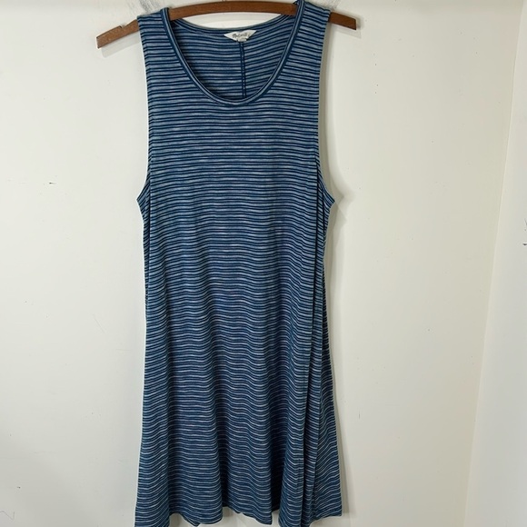 MADEWELL Highpoint Tank Dress in Fairbury Stripe Blue Size XL - Picture 13 of 14